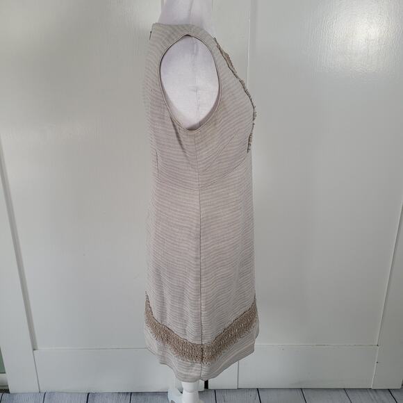 White House Black Market	Size	8 Neutral Linen Tweed Sleeveless Dress Timeless - Picture 2 of 11